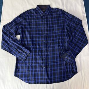 Bugatchi Shaped Fit Blue & Black Long Sleeve Button Down Shirt